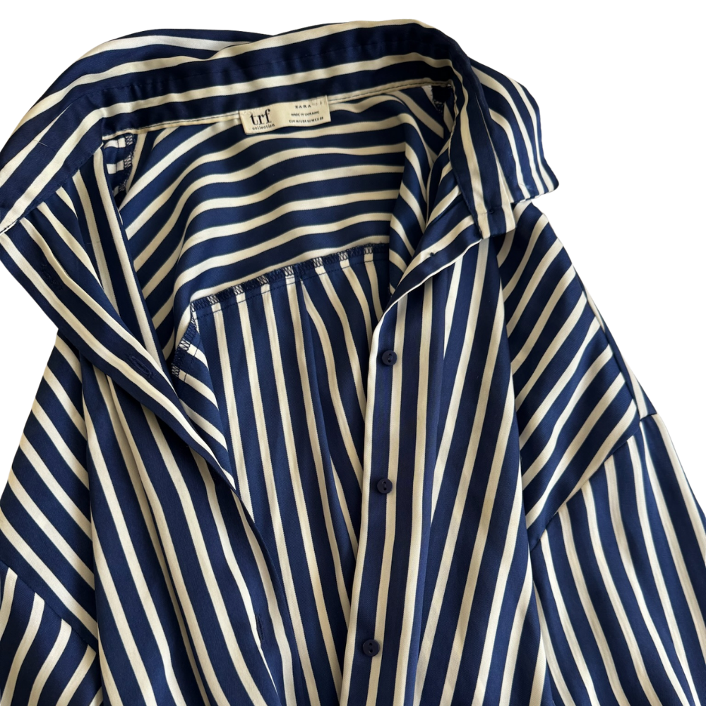 Camisa Oversized Rayas Navy
