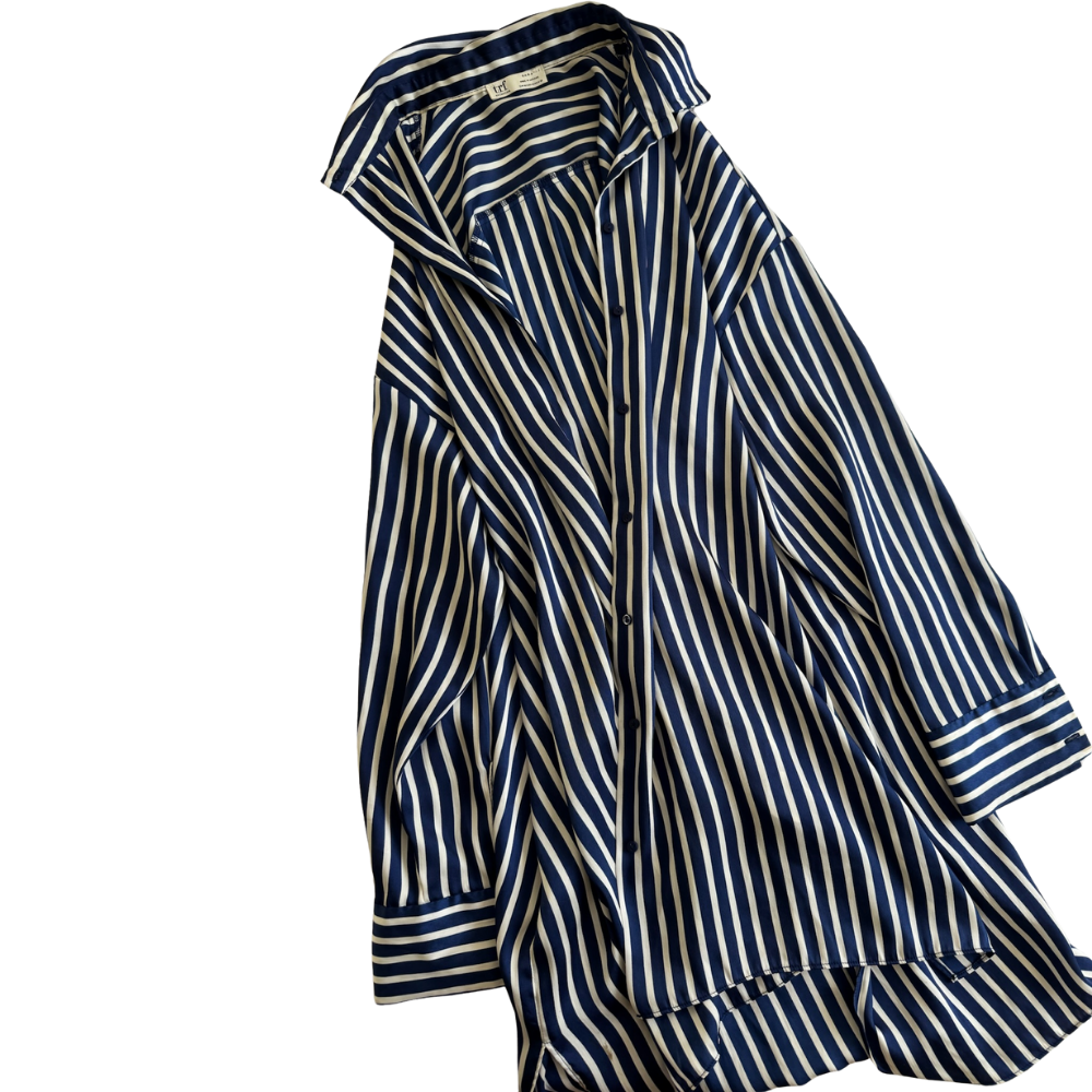 Camisa Oversized Rayas Navy