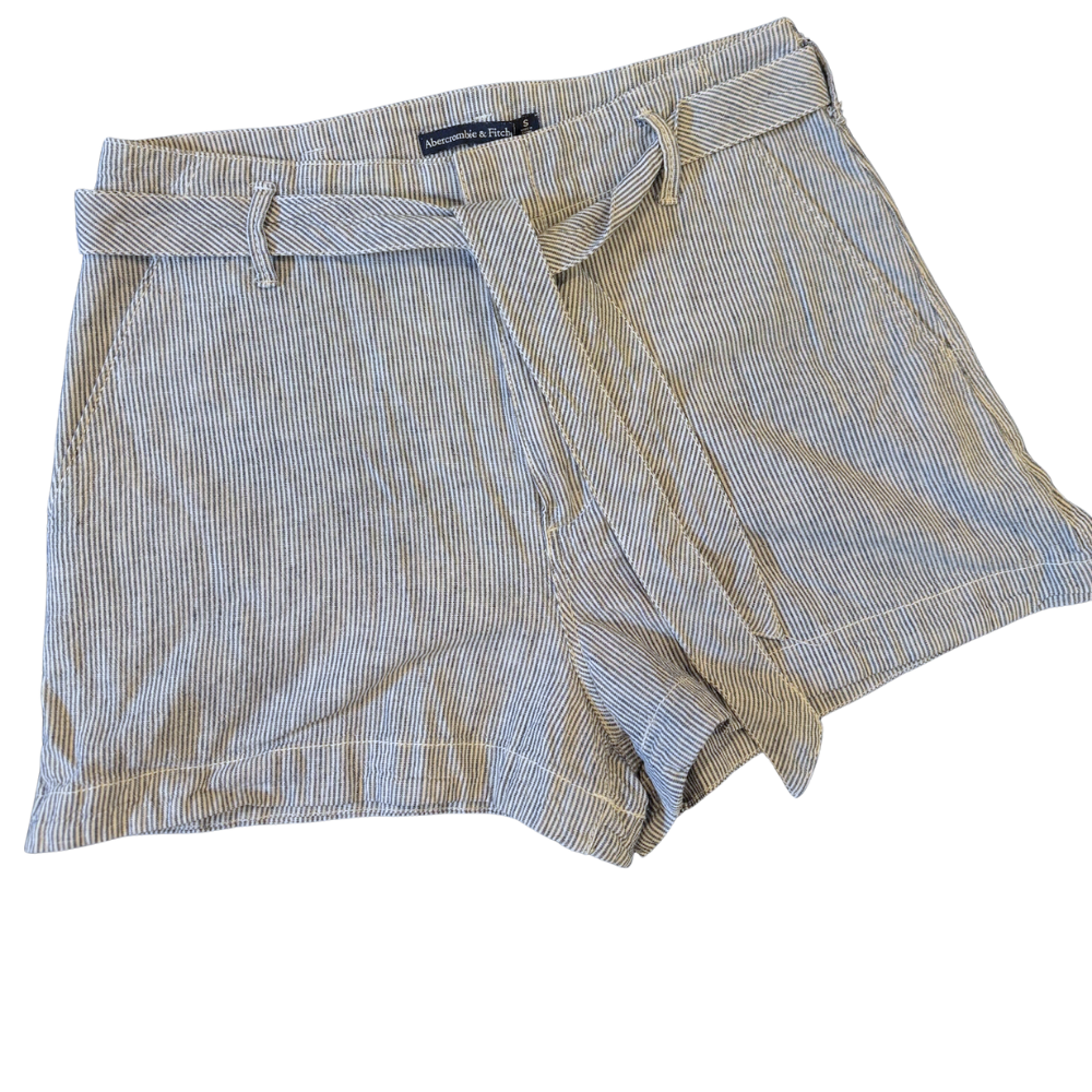 Shorts de lino rayado