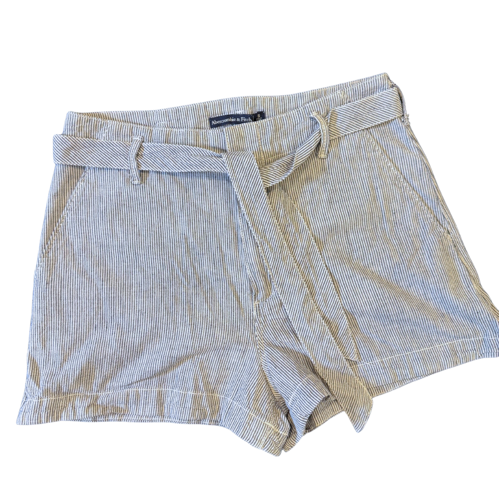 Shorts de lino rayado