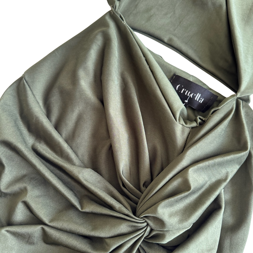 Vestido Maxi Verde Olivo con Cut-Out