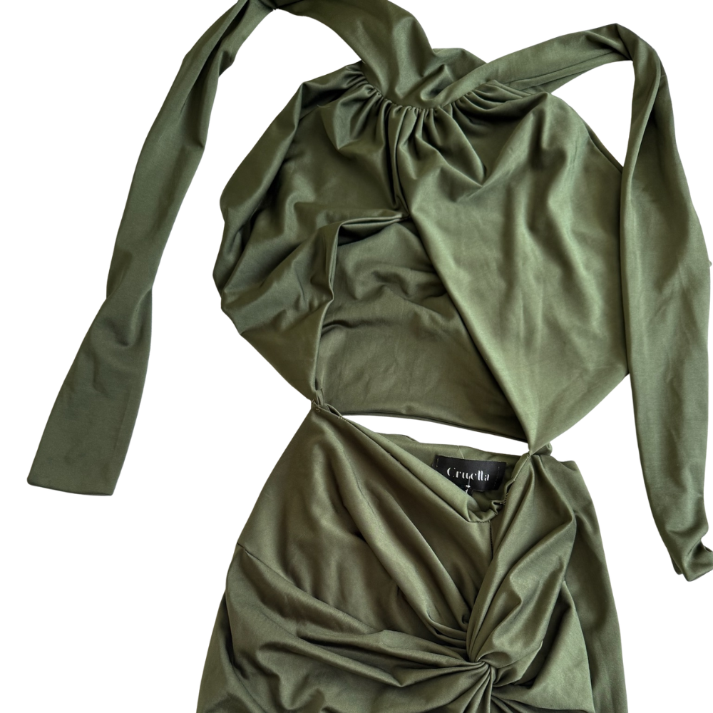 Vestido Maxi Verde Olivo con Cut-Out