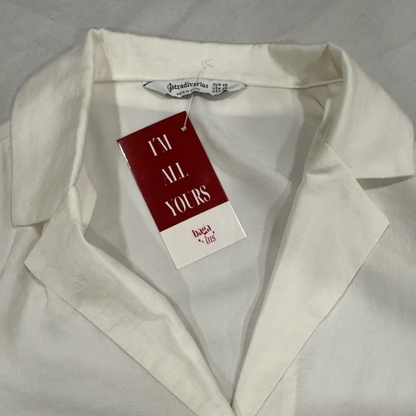 Camisa croptop satin blanco