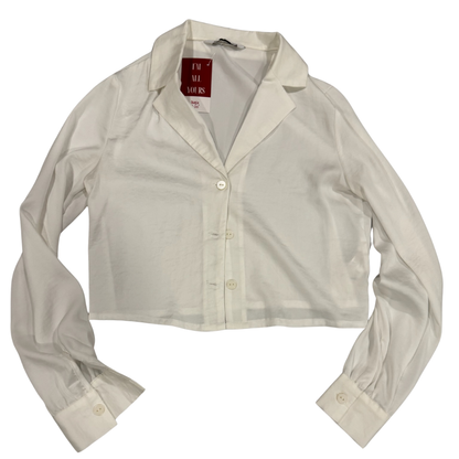 Camisa croptop satin blanco