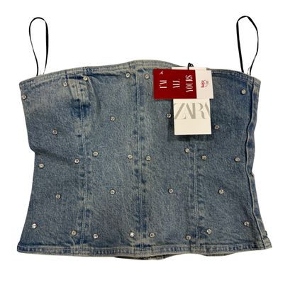 Corset denim brillos
