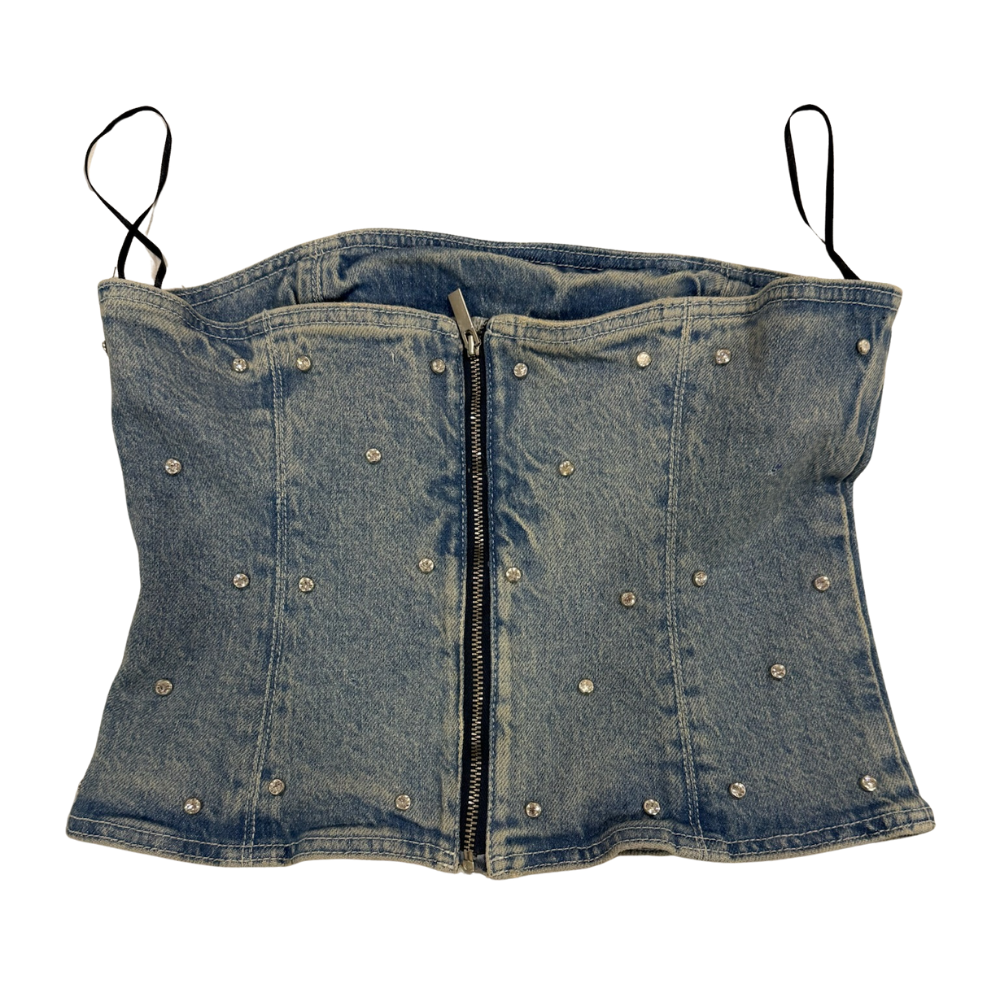 Corset denim brillos