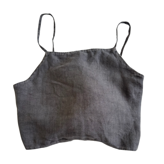 Top Lino Gris Obscuro