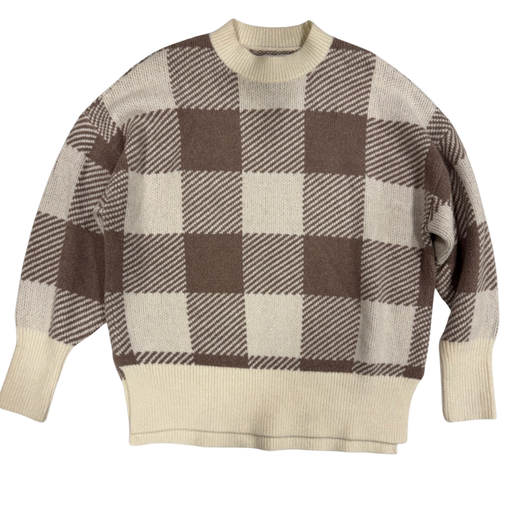 Suéter cuadros beige