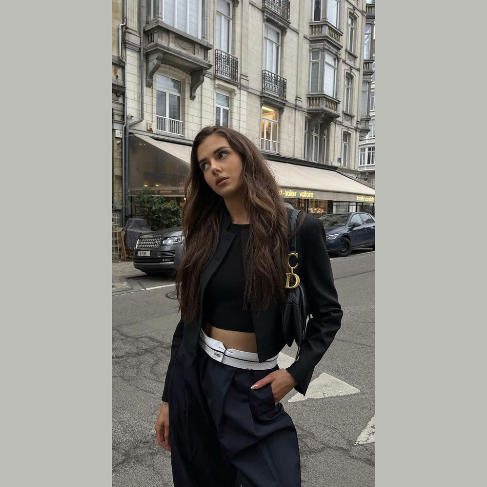 Pantalón sastre negro con blanco