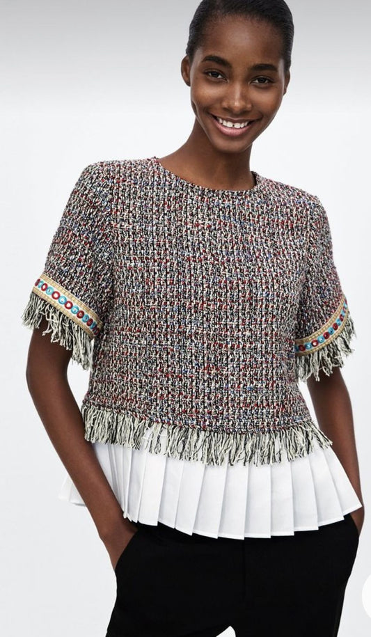 Blusa Zara Tweed Rojo